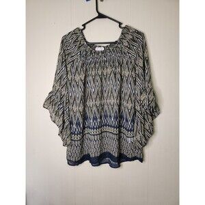 DB Established 1962 Size Large Off Smocked Collar Boho Flowy Top